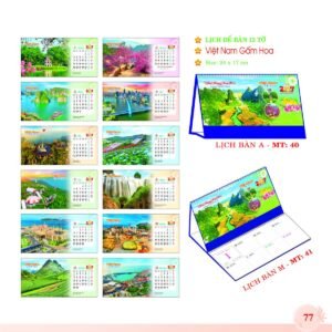 Lịch Để Bàn 2027 MT Mẫu MT40 (24 x 17cm) Xưởng In Ép Kim Nhũ Vàng Tận Gốc in logo doanh nghiệp quà tặng Tết tại Xưởng Quà Tặng Quang Vũ