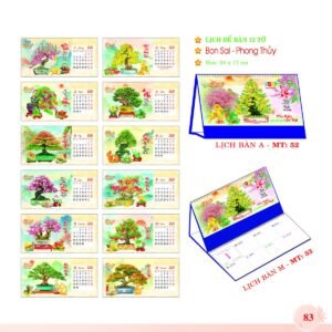 Lịch Để Bàn 2027 MT Mẫu MT53 (24 x 17cm) Xưởng In Ép Kim Nhũ Vàng Tận Gốc in logo doanh nghiệp quà tặng Tết tại Xưởng Quà Tặng Quang Vũ