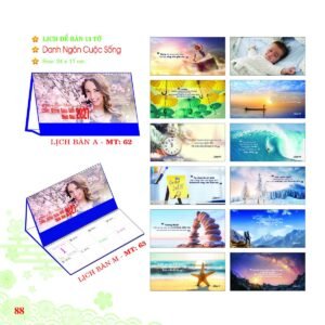 Lịch Để Bàn 2027 MT Mẫu MT62 (24 x 17cm) Xưởng In Ép Kim Nhũ Vàng Tận Gốc in logo doanh nghiệp quà tặng Tết tại Xưởng Quà Tặng Quang Vũ