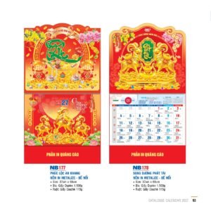 Lịch Bìa Treo 2027 NB Mẫu NB178 (29 x 41 cm) Xưởng In Ép Kim Nhũ Vàng Tận Gốc in logo doanh nghiệp quà tặng Tết tại Xưởng Quà Tặng Quang Vũ