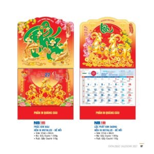 Lịch Bìa Treo 2027 NB Mẫu NB186 (29 x 41 cm) Xưởng In Ép Kim Nhũ Vàng Tận Gốc in logo doanh nghiệp quà tặng Tết tại Xưởng Quà Tặng Quang Vũ