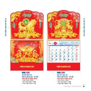 Lịch Bìa Treo 2027 NB Mẫu NB189D (29 x 41 cm) Xưởng In Ép Kim Nhũ Vàng Tận Gốc in logo doanh nghiệp quà tặng Tết tại Xưởng Quà Tặng Quang Vũ
