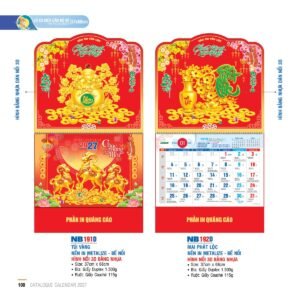 Lịch Treo Tường Lò Xo 2027 NB Mẫu NB191D (37 x 68cm) Xưởng In Ép Kim Nhũ Vàng Tận Gốc in logo doanh nghiệp quà tặng Tết tại Xưởng Quà Tặng Quang Vũ