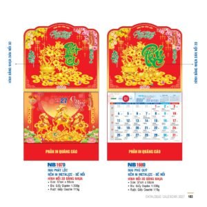 Lịch Bìa Treo 2027 NB Mẫu NB197D (29 x 41 cm) Xưởng In Ép Kim Nhũ Vàng Tận Gốc in logo doanh nghiệp quà tặng Tết tại Xưởng Quà Tặng Quang Vũ