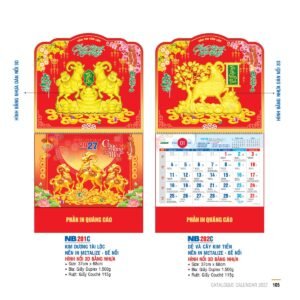 Lịch Bìa Treo 2027 NB Mẫu NB201C (29 x 41 cm) Xưởng In Ép Kim Nhũ Vàng Tận Gốc in logo doanh nghiệp quà tặng Tết tại Xưởng Quà Tặng Quang Vũ