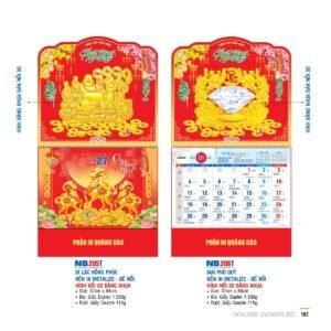 Lịch Bìa Treo 2027 NB Mẫu NB206T (29 x 41 cm) Xưởng In Ép Kim Nhũ Vàng Tận Gốc in logo doanh nghiệp quà tặng Tết tại Xưởng Quà Tặng Quang Vũ