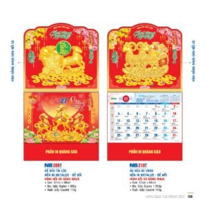 Lịch Bìa Treo 2027 NB Mẫu NB209T (29 x 41 cm) Xưởng In Ép Kim Nhũ Vàng Tận Gốc in logo doanh nghiệp quà tặng Tết tại Xưởng Quà Tặng Quang Vũ