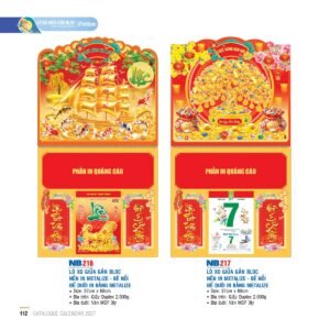 Lịch Treo Tường Lò Xo 2027 NB Mẫu NB216 (37 x 68cm) Xưởng In Ép Kim Nhũ Vàng Tận Gốc in logo doanh nghiệp quà tặng Tết tại Xưởng Quà Tặng Quang Vũ