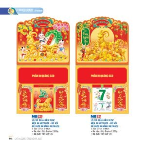 Lịch Treo Tường Lò Xo 2027 NB Mẫu NB221 (37 x 68cm) Xưởng In Ép Kim Nhũ Vàng Tận Gốc in logo doanh nghiệp quà tặng Tết tại Xưởng Quà Tặng Quang Vũ