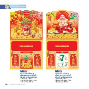 Lịch Treo Tường Lò Xo 2027 NB Mẫu NB224 (37 x 68cm) Xưởng In Ép Kim Nhũ Vàng Tận Gốc in logo doanh nghiệp quà tặng Tết tại Xưởng Quà Tặng Quang Vũ