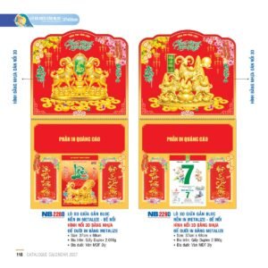 Lịch Treo Tường Lò Xo 2027 NB Mẫu NB229D (37 x 68cm) Xưởng In Ép Kim Nhũ Vàng Tận Gốc in logo doanh nghiệp quà tặng Tết tại Xưởng Quà Tặng Quang Vũ