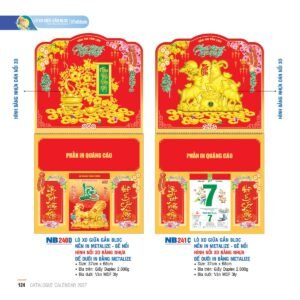 Lịch Treo Tường Lò Xo 2027 NB Mẫu NB241C (37 x 68cm) Xưởng In Ép Kim Nhũ Vàng Tận Gốc in logo doanh nghiệp quà tặng Tết tại Xưởng Quà Tặng Quang Vũ