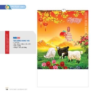Lịch Treo Tường Lò Xo 2027 NB Mẫu NB252 (16 x 25 cm) Xưởng In Ép Kim Nhũ Vàng Tận Gốc in logo doanh nghiệp quà tặng Tết tại Xưởng Quà Tặng Quang Vũ