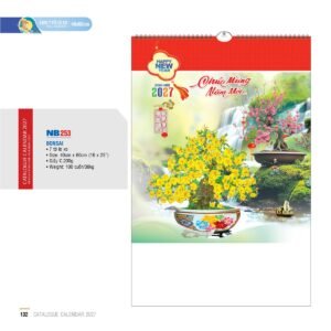 Lịch Treo Tường Lò Xo 2027 NB Mẫu NB253 (16 x 25 cm) Xưởng In Ép Kim Nhũ Vàng Tận Gốc in logo doanh nghiệp quà tặng Tết tại Xưởng Quà Tặng Quang Vũ