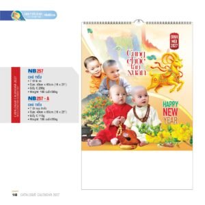 Lịch Treo Tường Lò Xo 2027 NB Mẫu NB257 (40 x 60cm) Xưởng In Ép Kim Nhũ Vàng Tận Gốc in logo doanh nghiệp quà tặng Tết tại Xưởng Quà Tặng Quang Vũ
