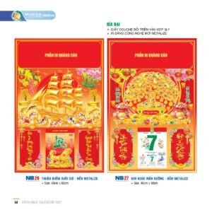 Lịch Bìa Treo 2027 NB Mẫu NB26 (40 x 60cm) Xưởng In Ép Kim Nhũ Vàng Tận Gốc in logo doanh nghiệp quà tặng Tết tại Xưởng Quà Tặng Quang Vũ