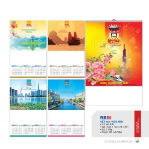 Lịch Treo Tường Nẹp Thiếc 2027 NB Mẫu NB262 (18 x 28 cm) Xưởng In Ép Kim Nhũ Vàng Tận Gốc in logo doanh nghiệp quà tặng Tết tại Xưởng Quà Tặng Quang Vũ