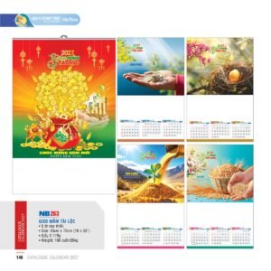Lịch Treo Tường Nẹp Thiếc 2027 NB Mẫu NB263 (45 x 70 cm) Xưởng In Ép Kim Nhũ Vàng Tận Gốc in logo doanh nghiệp quà tặng Tết tại Xưởng Quà Tặng Quang Vũ