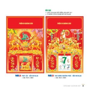 Lịch Bìa Treo 2027 NB Mẫu NB29 (29 x 41 cm) Xưởng In Ép Kim Nhũ Vàng Tận Gốc in logo doanh nghiệp quà tặng Tết tại Xưởng Quà Tặng Quang Vũ