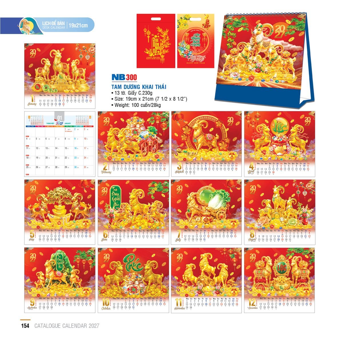 Lịch Để Bàn 2027 NB Mẫu NB300 (19 x 21cm) Xưởng In Ép Kim Nhũ Vàng Tận Gốc Lịch Để Bàn 2027 NB Mẫu NB300 (19 x 21cm) Xưởng In Ép Kim Nhũ Vàng Tận Gốc in logo doanh nghiệp quà tặng Tết tại Xưởng Quà Tặng Quang Vũ