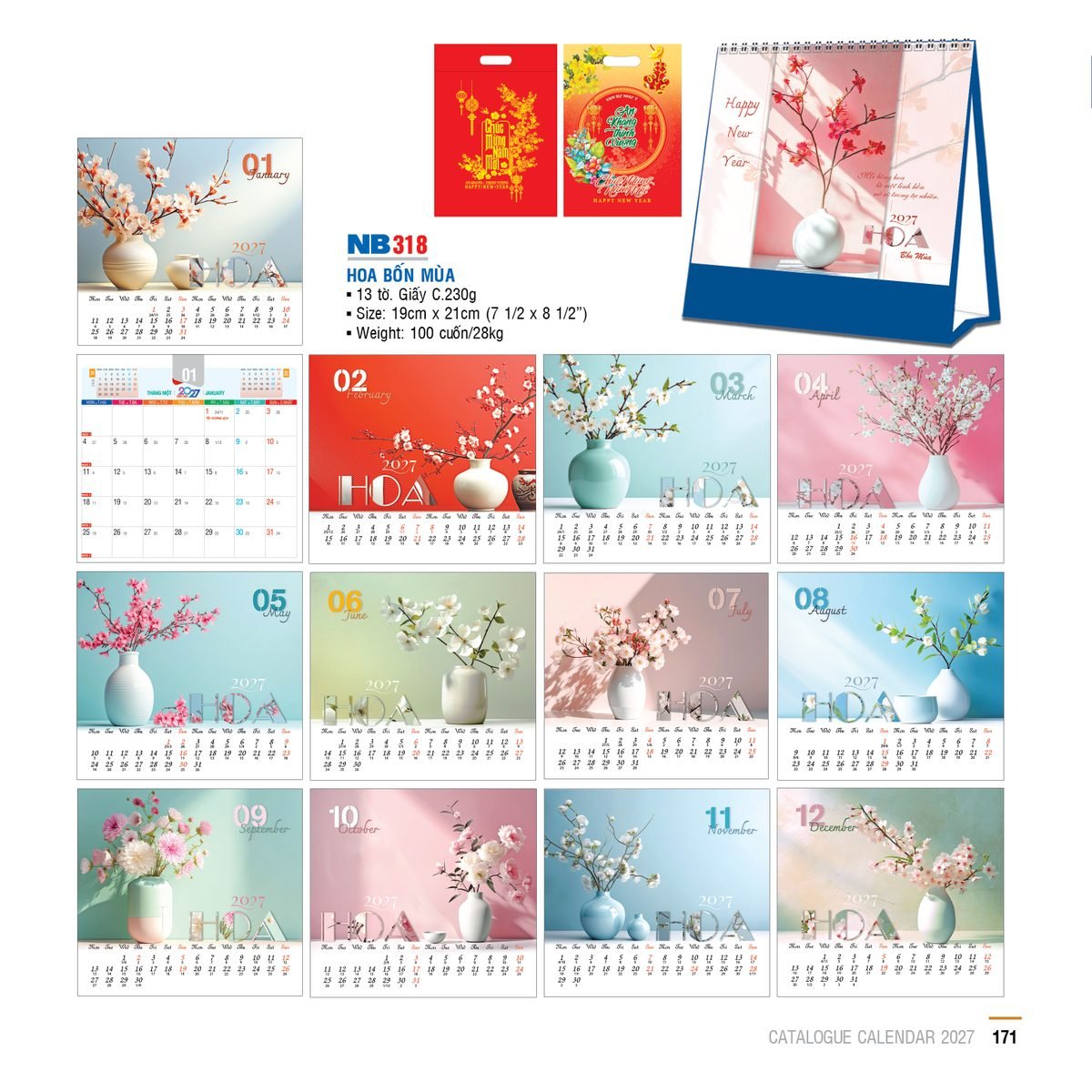 Lịch Bloc 2027 NB Mẫu NB318 (29 x 41 cm) Xưởng In Ép Kim Nhũ Vàng Tận Gốc Lịch Bloc 2027 NB Mẫu NB318 (29 x 41 cm) Xưởng In Ép Kim Nhũ Vàng Tận Gốc in logo doanh nghiệp quà tặng Tết tại Xưởng Quà Tặng Quang Vũ