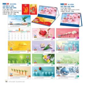 Lịch Để Bàn 2027 NB Mẫu NB330 (16 x 24 cm) Xưởng In Ép Kim Nhũ Vàng Tận Gốc in logo doanh nghiệp quà tặng Tết tại Xưởng Quà Tặng Quang Vũ