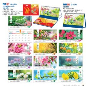 Lịch Để Bàn 2027 NB Mẫu NB332 (16 x 24 cm) Xưởng In Ép Kim Nhũ Vàng Tận Gốc in logo doanh nghiệp quà tặng Tết tại Xưởng Quà Tặng Quang Vũ
