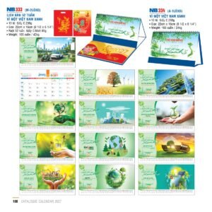 Lịch Để Bàn 2027 NB Mẫu NB334 (16 x 24 cm) Xưởng In Ép Kim Nhũ Vàng Tận Gốc in logo doanh nghiệp quà tặng Tết tại Xưởng Quà Tặng Quang Vũ