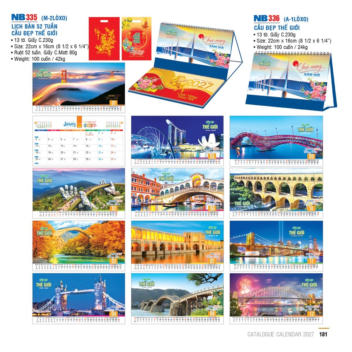Lịch Để Bàn 2027 NB Mẫu NB335 (16 x 24 cm) Xưởng In Ép Kim Nhũ Vàng Tận Gốc Lịch Để Bàn 2027 NB Mẫu NB335 (16 x 24 cm) Xưởng In Ép Kim Nhũ Vàng Tận Gốc in logo doanh nghiệp quà tặng Tết tại Xưởng Quà Tặng Quang Vũ
