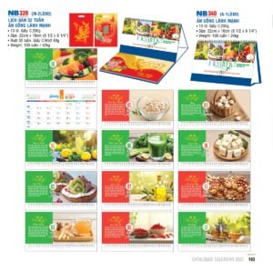 Lịch Để Bàn 2027 NB Mẫu NB340 (16 x 24 cm) Xưởng In Ép Kim Nhũ Vàng Tận Gốc in logo doanh nghiệp quà tặng Tết tại Xưởng Quà Tặng Quang Vũ