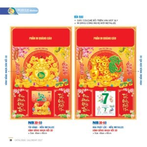 Lịch Bìa Treo 2027 NB Mẫu NB3D5D (40 x 60cm) Xưởng In Ép Kim Nhũ Vàng Tận Gốc in logo doanh nghiệp quà tặng Tết tại Xưởng Quà Tặng Quang Vũ