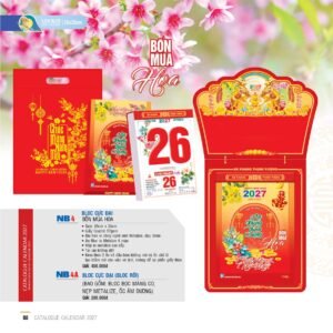 Lịch Bloc Cực Đại 2027 NB Mẫu NB4 (25 x 35cm) Xưởng In Ép Kim Nhũ Vàng Tận Gốc in logo doanh nghiệp quà tặng Tết tại Xưởng Quà Tặng Quang Vũ
