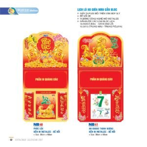Lịch Treo Tường Lò Xo 2027 NB Mẫu NB41 (30 x 60cm) Xưởng In Ép Kim Nhũ Vàng Tận Gốc in logo doanh nghiệp quà tặng Tết tại Xưởng Quà Tặng Quang Vũ