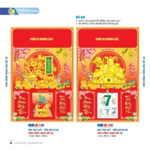 Lịch Bìa Treo 2027 NB Mẫu NB-ND3D15C (40 x 60cm) Xưởng In Ép Kim Nhũ Vàng Tận Gốc
