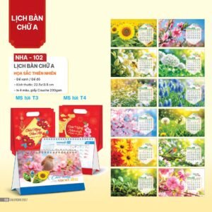 Lịch Bàn Chữ A 2027 NHA Mẫu NHA102 (17 x 19 cm) Xưởng In Ép Kim Nhũ Vàng Tận Gốc in logo doanh nghiệp quà tặng Tết tại Xưởng Quà Tặng Quang Vũ