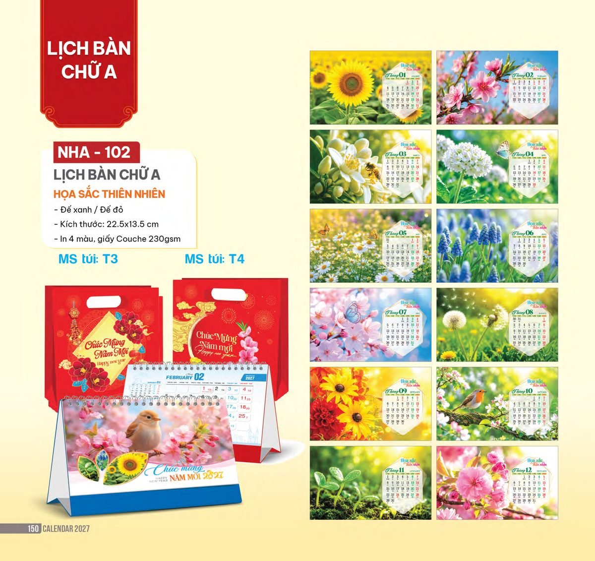 Lịch Bàn Chữ A 2027 NHA Mẫu NHA102 (17 x 19 cm) Xưởng In Ép Kim Nhũ Vàng Tận Gốc Lịch Bàn Chữ A 2027 NHA Mẫu NHA102 (17 x 19 cm) Xưởng In Ép Kim Nhũ Vàng Tận Gốc in logo doanh nghiệp quà tặng Tết tại Xưởng Quà Tặng Quang Vũ