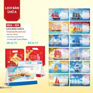 Lịch Bàn Chữ A 2027 NHA Mẫu NHA104 - Thuận Buồm Xuôi Gió (17 x 19 cm) Xưởng In Ép Kim Nhũ Vàng Tận Gốc in logo doanh nghiệp quà tặng Tết tại Xưởng Quà Tặng Quang Vũ