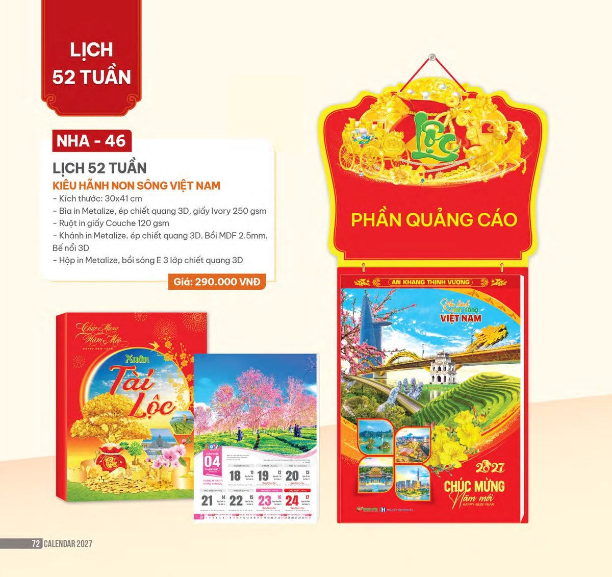 Lịch 52 Tuần 2027 NHA Mẫu NHA46 (30 x 41cm) Xưởng In Ép Kim Nhũ Vàng Tận Gốc Lịch 52 Tuần 2027 NHA Mẫu NHA46 (30 x 41cm) Xưởng In Ép Kim Nhũ Vàng Tận Gốc in logo doanh nghiệp quà tặng Tết tại Xưởng Quà Tặng Quang Vũ