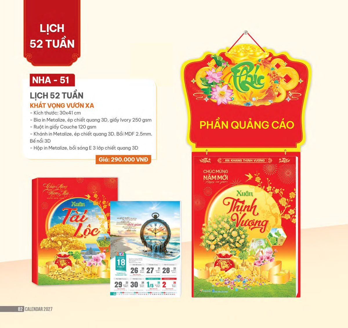 Lịch 52 Tuần 2027 NHA Mẫu NHA51 (30 x 41cm) Xưởng In Ép Kim Nhũ Vàng Tận Gốc Lịch 52 Tuần 2027 NHA Mẫu NHA51 (30 x 41cm) Xưởng In Ép Kim Nhũ Vàng Tận Gốc in logo doanh nghiệp quà tặng Tết tại Xưởng Quà Tặng Quang Vũ