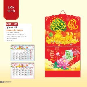 Lịch Bìa Treo 2027 NHA Mẫu NHA52 (37 x 68cm) Xưởng In Ép Kim Nhũ Vàng Tận Gốc in logo doanh nghiệp quà tặng Tết tại Xưởng Quà Tặng Quang Vũ