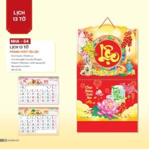 Lịch Bìa Treo 2027 NHA Mẫu NHA54 (37 x 68cm) Xưởng In Ép Kim Nhũ Vàng Tận Gốc in logo doanh nghiệp quà tặng Tết tại Xưởng Quà Tặng Quang Vũ