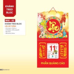 Lịch Bloc 2027 NHA Mẫu NHA62 (37 x 68cm) Xưởng In Ép Kim Nhũ Vàng Tận Gốc in logo doanh nghiệp quà tặng Tết tại Xưởng Quà Tặng Quang Vũ