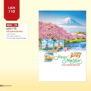 Lịch Treo Tường Lò Xo 2027 NHA Mẫu NHA74 - Thế Giới Muôn Màu (40 x 60cm) Xưởng In Ép Kim Nhũ Vàng Tận Gốc in logo doanh nghiệp quà tặng Tết tại Xưởng Quà Tặng Quang Vũ