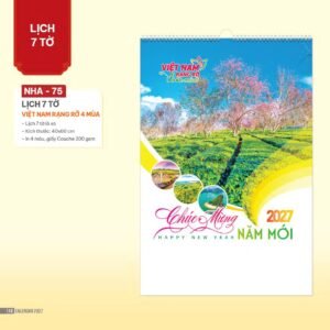 Lịch Treo Tường Lò Xo 2027 NHA Mẫu NHA75 - Việt Nam Rạng Rỡ 4 Mùa (40 x 60cm) Xưởng In Ép Kim Nhũ Vàng Tận Gốc in logo doanh nghiệp quà tặng Tết tại Xưởng Quà Tặng Quang Vũ