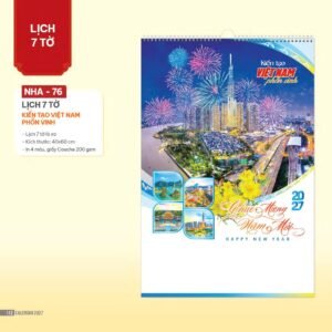 Lịch Treo Tường Lò Xo 2027 NHA Mẫu NHA76 (40 x 60cm) Xưởng In Ép Kim Nhũ Vàng Tận Gốc in logo doanh nghiệp quà tặng Tết tại Xưởng Quà Tặng Quang Vũ