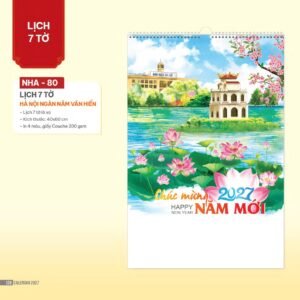 Lịch Treo Tường Lò Xo 2027 NHA Mẫu NHA80 (40 x 60cm) Xưởng In Ép Kim Nhũ Vàng Tận Gốc in logo doanh nghiệp quà tặng Tết tại Xưởng Quà Tặng Quang Vũ