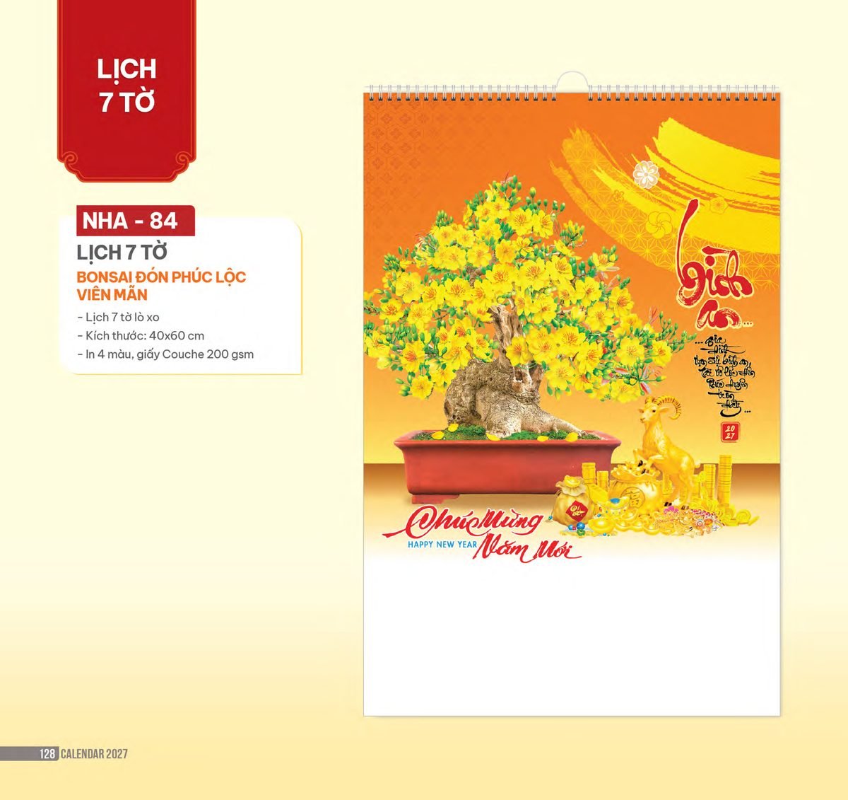 Lịch Treo Tường Lò Xo 2027 NHA Mẫu NHA84 (40 x 60cm) Xưởng In Ép Kim Nhũ Vàng Tận Gốc Lịch Treo Tường Lò Xo 2027 NHA Mẫu NHA84 (40 x 60cm) Xưởng In Ép Kim Nhũ Vàng Tận Gốc in logo doanh nghiệp quà tặng Tết tại Xưởng Quà Tặng Quang Vũ