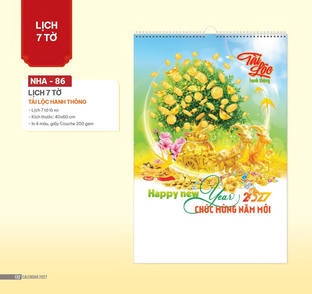 Lịch Treo Tường Lò Xo 2027 NHA Mẫu NHA86 (40 x 60cm) Xưởng In Ép Kim Nhũ Vàng Tận Gốc Lịch Treo Tường Lò Xo 2027 NHA Mẫu NHA86 (40 x 60cm) Xưởng In Ép Kim Nhũ Vàng Tận Gốc in logo doanh nghiệp quà tặng Tết tại Xưởng Quà Tặng Quang Vũ