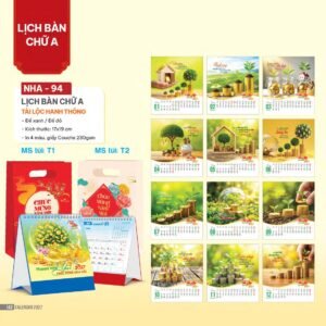 Lịch Bàn Chữ A 2027 NHA Mẫu NHA94 (17 x 19cm) Xưởng In Ép Kim Nhũ Vàng Tận Gốc in logo doanh nghiệp quà tặng Tết tại Xưởng Quà Tặng Quang Vũ