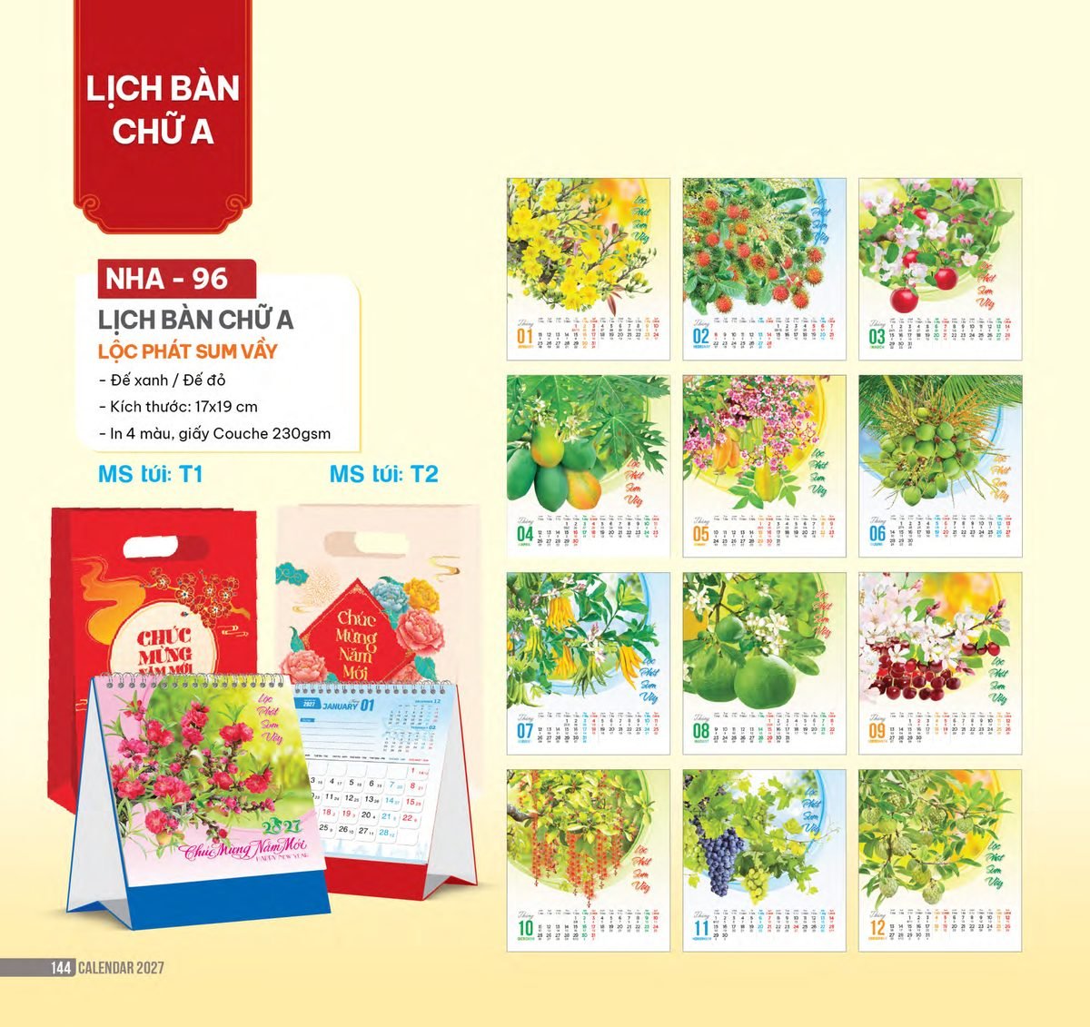 Lịch Bàn Chữ A 2027 NHA Mẫu NHA96 (17 x 19cm) Xưởng In Ép Kim Nhũ Vàng Tận Gốc Lịch Bàn Chữ A 2027 NHA Mẫu NHA96 (17 x 19cm) Xưởng In Ép Kim Nhũ Vàng Tận Gốc in logo doanh nghiệp quà tặng Tết tại Xưởng Quà Tặng Quang Vũ